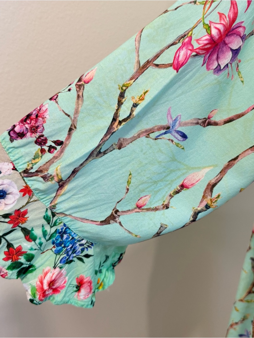 Lulalife Floral Whimsical Boho Artsy Midi Tunic Dress L - Picture 2 of 8